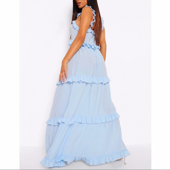 🦋 TALL SKY BLUE RUFFLE MAXI DRESS! - Picture 12 of 12